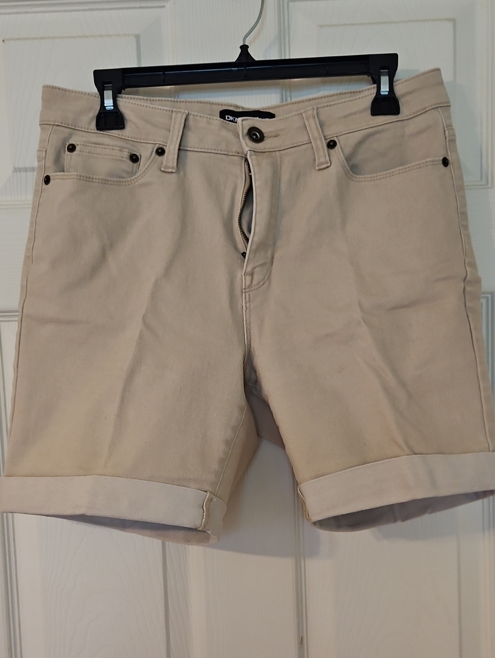DKNY Beige Rolled-Hem Bermuda Shorts